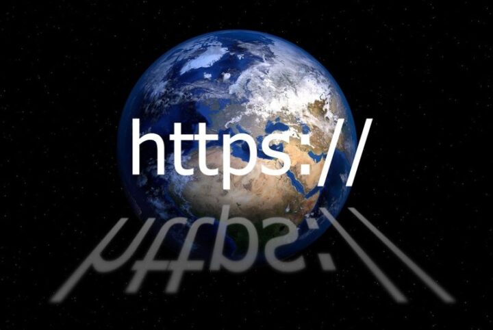 https:// showing on top of a globe with a black bacground